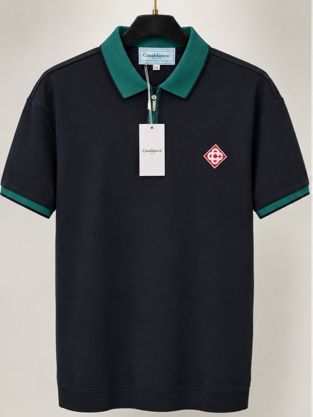 Casablanca Men's Black Polo with Green Trim